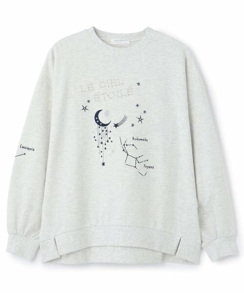 pom ponette junior / ポンポネット ジュニア スウェット | 星座柄変形プルオーバー(シロ杢)