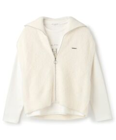 pom ponette junior / ポンポネット ジュニア ニット・セーター | 【130cmあり】【2枚セット】ジップニットベスト×Tシャツセット