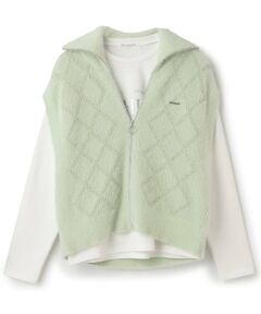 pom ponette junior / ポンポネット ジュニア ニット・セーター | 【130cmあり】【2枚セット】ジップニットベスト×Tシャツセット