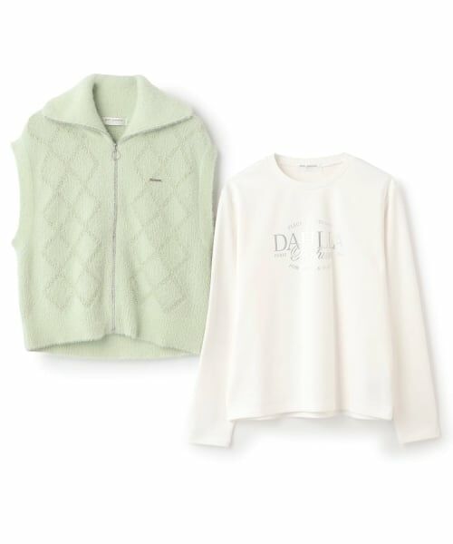 pom ponette junior / ポンポネット ジュニア ニット・セーター | 【130cmあり】【2枚セット】ジップニットベスト×Tシャツセット | 詳細2
