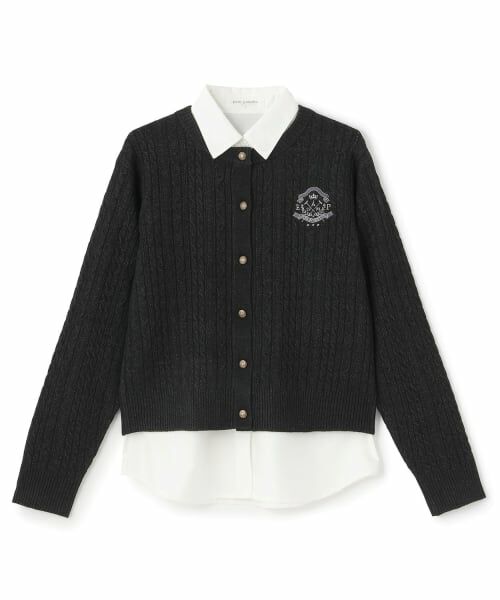 pom ponette junior / ポンポネット ジュニア カーディガン・ボレロ | 【130cmあり】ニットカーディガン×シャツセット（黒）