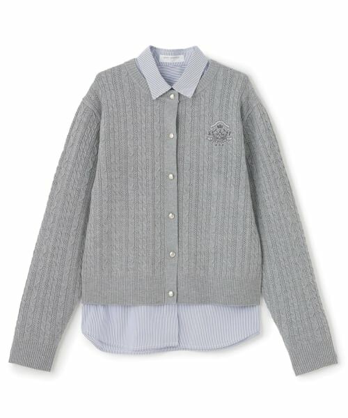pom ponette junior / ポンポネット ジュニア カーディガン・ボレロ | 【130cmあり】ニットカーディガン×シャツセット（グレー）