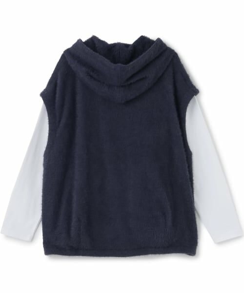 pom ponette junior / ポンポネット ジュニア パーカー | 【130cmあり】裏シャギーノースリーブパーカ×長袖Tシャツセット | 詳細1