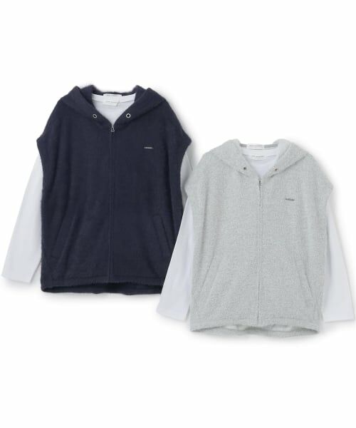 pom ponette junior / ポンポネット ジュニア パーカー | 【130cmあり】裏シャギーノースリーブパーカ×長袖Tシャツセット | 詳細11