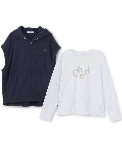 pom ponette junior / ポンポネット ジュニア パーカー | 【130cmあり】裏シャギーノースリーブパーカ×長袖Tシャツセット | 詳細2