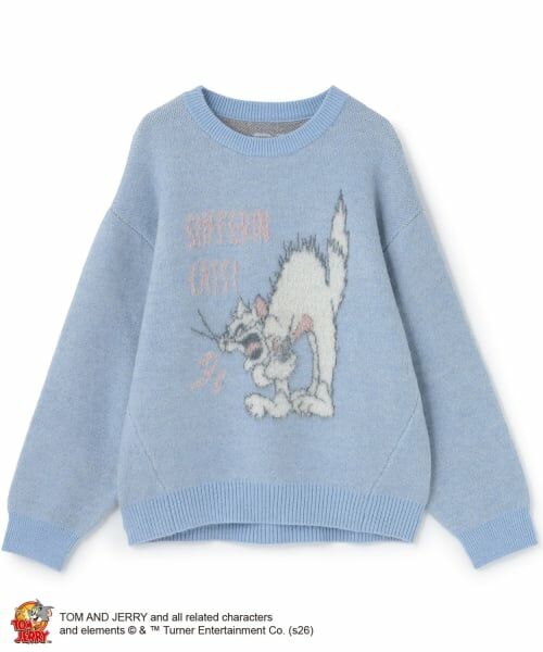 pom ponette junior / ポンポネット ジュニア ニット・セーター | 【130cmあり】TOM and JERRY ジャカードニットプルオーバー（ライト ブルー）