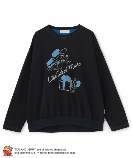 pom ponette junior / ポンポネット ジュニア スウェット | 【130cmあり】TOM and JERRY バイカラーダンボールプルオーバー(黒)