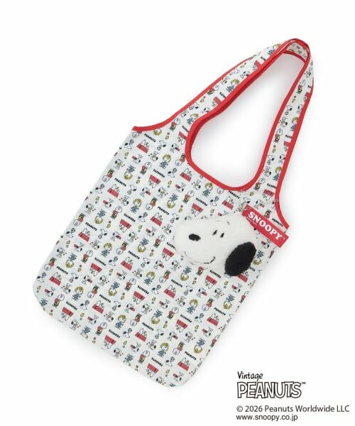 pom ponette junior / ポンポネット ジュニア トートバッグ | 【PEANUTS】エコバッグ入りスヌーピーフェイスチャーム（オフ ホワイト）