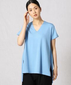 Precious Mild / プレシャスマイルド ニット・セーター | 〔+サイズ〕レーヨンストレッチ  Ｖネック半袖プルオーバー