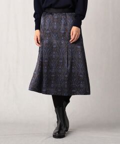 Precious Mild / プレシャスマイルド ロング・マキシ丈スカート | シルク綿サテン更紗プリント タックフレアスカート