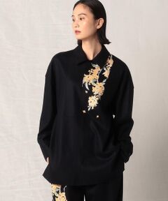 セール】 オーガンジー花柄更紗刺繍 チュニックブラウス