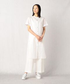 箔更紗プリント ロングシャツ