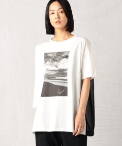 幅広天竺空と海 プリントＴシャツ