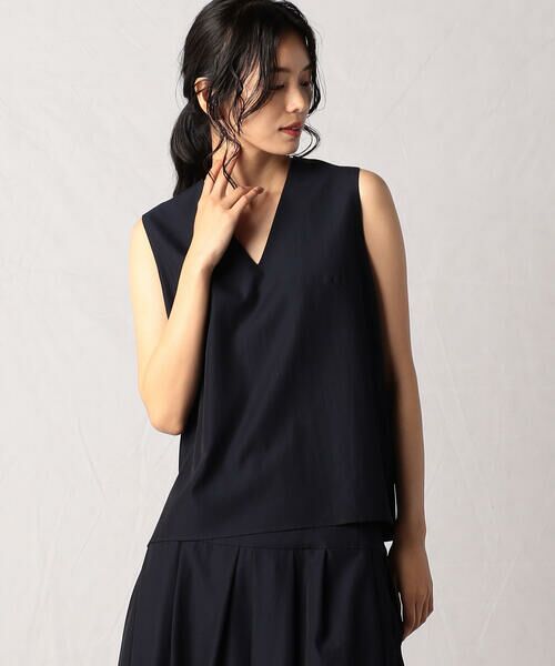 Precious Mild/プレシャスマイルド 〔 +サイズ 〕 【セットアップ対応】レーヨンツイル Vネックブラウス 09:ネイビー 13号 Precious Mild/プレシャスマイルド 〔 +サイズ 〕 【セットアップ対応】レーヨンツイル Vネックブラウス 09:ネイビー 13号