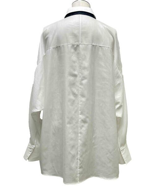 Precious Mild / プレシャスマイルド シャツ・ブラウス | 〔 +サイズ 〕 輝きの白をまとって ネクタイ付きビッグシャツ | 詳細3