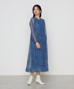 Precious Mild / プレシャスマイルド ロング・マキシ丈ワンピース | 切子柄レースギャザー ワンピース