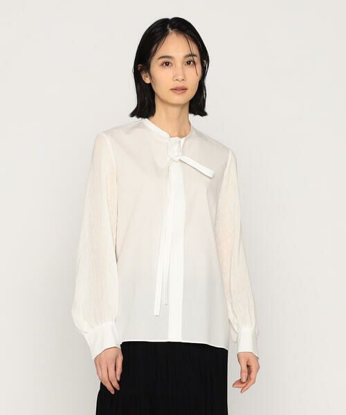 【美品】ジョンスメドレー　長袖シャツ・ブラウス・ボウタイ・23SS・バンドカラー clear ブラウス シャツ セーラーカラー長袖ボウタイブラウス