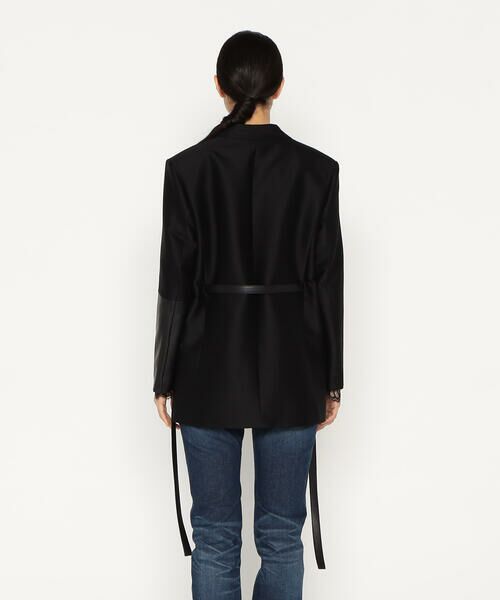 Precious Mild / プレシャスマイルド テーラードジャケット | シルクウールツイル レザーコンビネーションシングルジャケット<br> | 詳細10