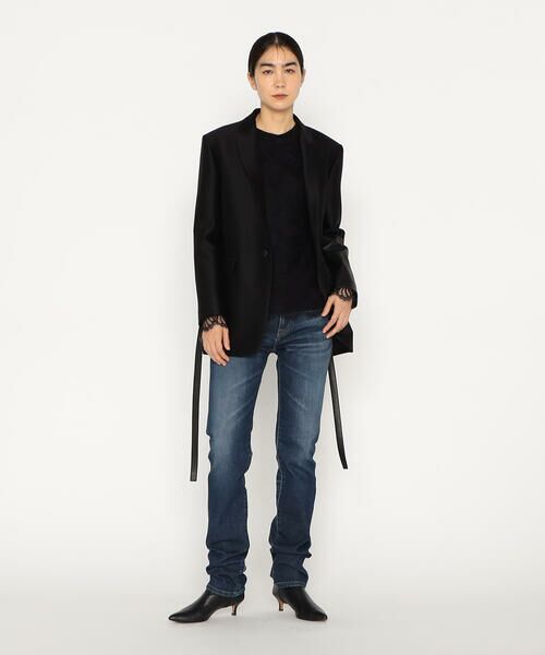 Precious Mild / プレシャスマイルド テーラードジャケット | シルクウールツイル レザーコンビネーションシングルジャケット<br> | 詳細2