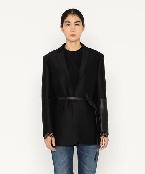 Precious Mild / プレシャスマイルド テーラードジャケット | シルクウールツイル レザーコンビネーションシングルジャケット<br> | 詳細6