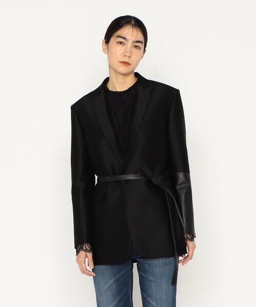 Precious Mild / プレシャスマイルド テーラードジャケット | シルクウールツイル レザーコンビネーションシングルジャケット<br> | 詳細7