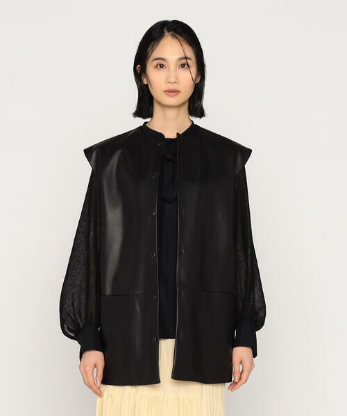 Precious Mild/プレシャスマイルド 〔 +サイズ 〕 MATCH WITH LEATER ジレ 05:ブラック 13号 Precious Mild/プレシャスマイルド 〔 +サイズ 〕 MATCH WITH LEATER ジレ 05:ブラック 13号