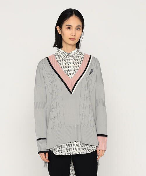 Precious Mild / プレシャスマイルド ニット・セーター | Vネックテニスワッペン付き ニットプルオーバー | 詳細3