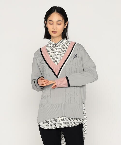 Precious Mild / プレシャスマイルド ニット・セーター | Vネックテニスワッペン付き ニットプルオーバー | 詳細4