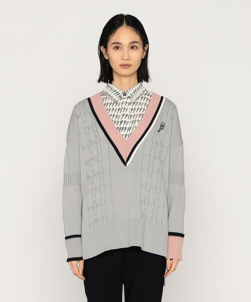 Precious Mild / プレシャスマイルド ニット・セーター | Vネックテニスワッペン付き ニットプルオーバー | 詳細5