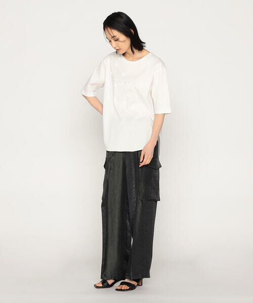 新品未使用 BASILE28 バジーレ スパンコール 半袖カットソー Tシャツ Ariolityスムース ナイアガラスパンコール刺繍Tシャツ
