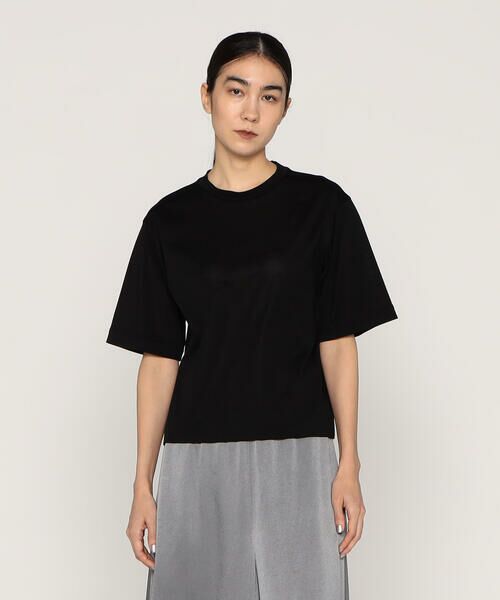 Precious Mild/プレシャスマイルド 〔 +サイズ 〕 MIMOSA ショート丈Tシャツ 05:ブラック 13号 Precious Mild/プレシャスマイルド 〔 +サイズ 〕 MIMOSA ショート丈Tシャツ 05:ブラック 13号