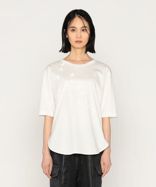 Precious Mild / プレシャスマイルド Tシャツ | 〔 +サイズ 〕 プレミアムスムース スパンコール×合皮Tシャツ | 詳細4