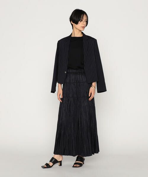 Precious Mild / プレシャスマイルド ロング・マキシ丈スカート | 〔 +サイズ 〕マニッシュストライプタフタ プリーツスカート | 詳細2