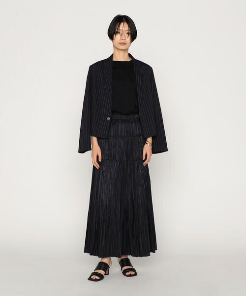 Precious Mild / プレシャスマイルド ロング・マキシ丈スカート | 〔 +サイズ 〕マニッシュストライプタフタ プリーツスカート | 詳細3