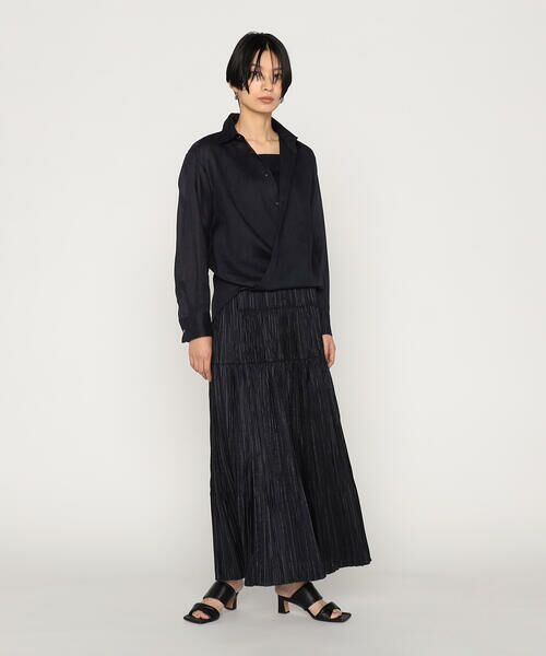 Precious Mild / プレシャスマイルド ロング・マキシ丈スカート | 〔 +サイズ 〕マニッシュストライプタフタ プリーツスカート | 詳細4