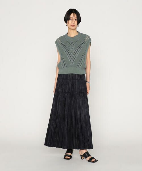 Precious Mild / プレシャスマイルド ロング・マキシ丈スカート | 〔 +サイズ 〕マニッシュストライプタフタ プリーツスカート | 詳細6