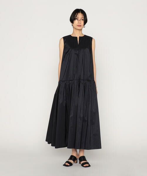 Precious Mild / プレシャスマイルド ロング・マキシ丈ワンピース | 〔 +サイズ 〕 マニッシュストライプ ワンピース | 詳細3