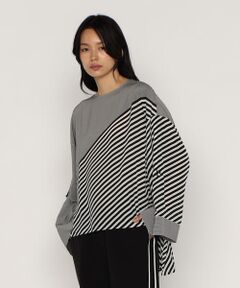 Precious Mild / プレシャスマイルド シャツ・ブラウス | パネルストライプ ノーカラーブラウス