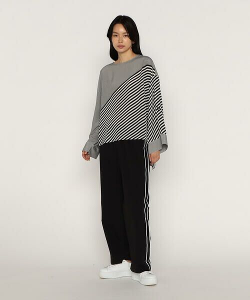 Precious Mild / プレシャスマイルド シャツ・ブラウス | パネルストライプ ノーカラーブラウス | 詳細1