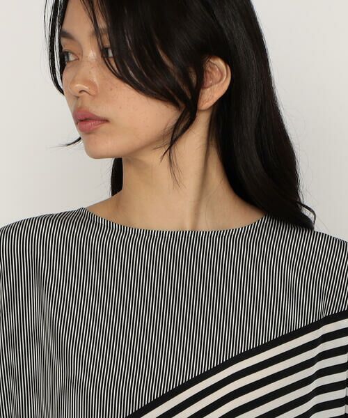 Precious Mild / プレシャスマイルド シャツ・ブラウス | パネルストライプ ノーカラーブラウス | 詳細10