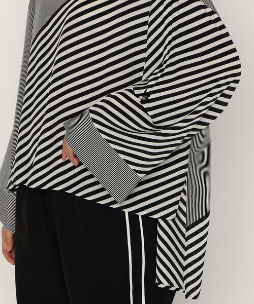 Precious Mild / プレシャスマイルド シャツ・ブラウス | パネルストライプ ノーカラーブラウス | 詳細12