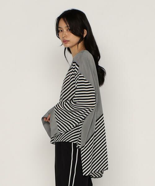 Precious Mild / プレシャスマイルド シャツ・ブラウス | パネルストライプ ノーカラーブラウス | 詳細5