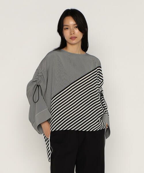 Precious Mild / プレシャスマイルド シャツ・ブラウス | パネルストライプ ノーカラーブラウス | 詳細6