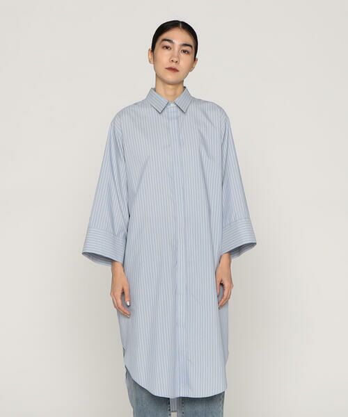 Precious Mild / プレシャスマイルド シャツ・ブラウス | ポリエステルストライプ ロングシャツ | 詳細3