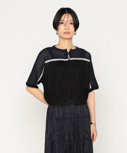 Precious Mild/プレシャスマイルド メッシュ柄ニットボレロ 09:ネイビー 9号 Precious Mild/プレシャスマイルド メッシュ柄ニットボレロ 09:ネイビー 9号
