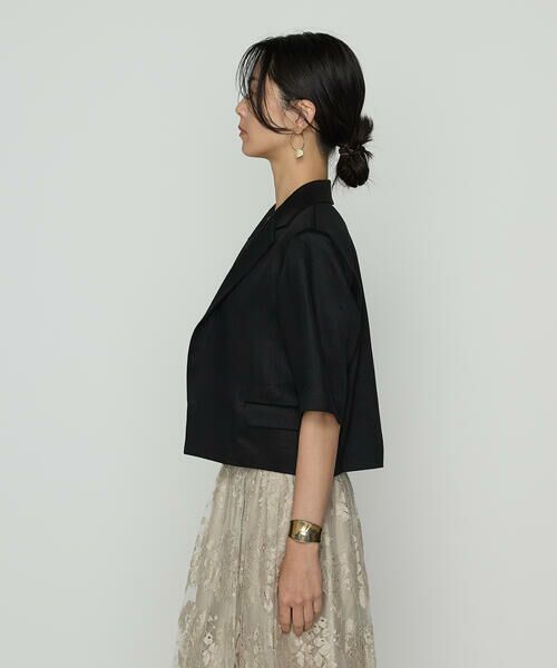 Precious Mild / プレシャスマイルド テーラードジャケット | リネンサテン ショート丈テーラードジャケット | 詳細5