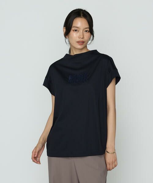 Precious Mild/プレシャスマイルド プレミアムスムース 刺繍Tシャツ 09:ネイビー 9号 Precious Mild/プレシャスマイルド プレミアムスムース 刺繍Tシャツ 09:ネイビー 9号