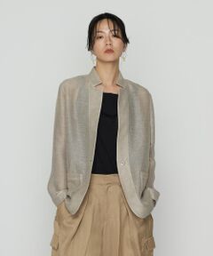 バジーレ28 大きいサイズ コットンニット ジャケット レンガ色