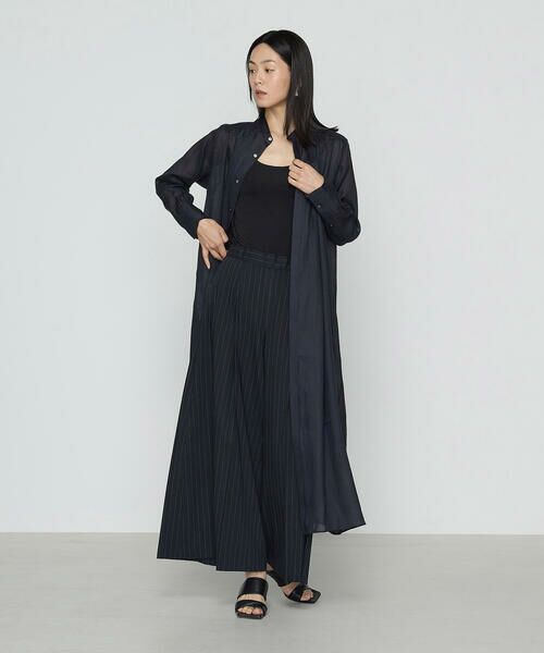 Precious Mild / プレシャスマイルド ロング・マキシ丈ワンピース | 〔 +サイズ 〕 マニッシュストライプ シャツドレス | 詳細1