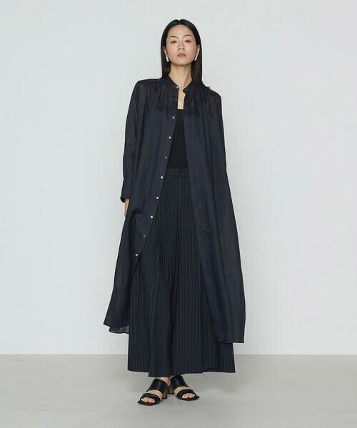 Precious Mild / プレシャスマイルド ロング・マキシ丈ワンピース | 〔 +サイズ 〕 マニッシュストライプ シャツドレス | 詳細2